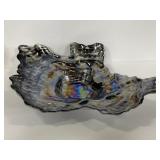 Large iridescent glass oyster dish