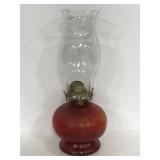 Vintage red glass oil lamp