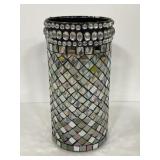Iridescent glass mosaic disco ball vase