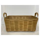 Double handled woven wood basket