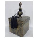 Metallic gold lidded box w/ tassels