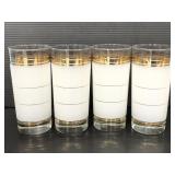 Set of four mid century modern painted glasses