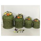 Set of 4 ceramic Japan kitchen storage containers