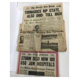 Lot of 3 1953 Flint/Milford tornado newspapers