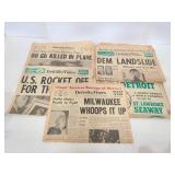 Five vintage newspapers from the 50s