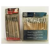 Two opened packs of wood carving tools & knives