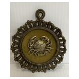 Vintage Cancer zodiac brass wall plaque
