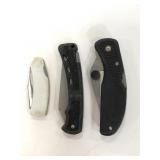 Three assorted pocket knives