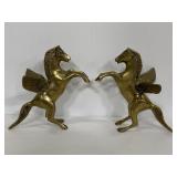 Pair of vintage brass Pegasus horses
