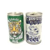 Two vintage flat top cans