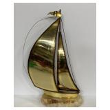 Large brass/copper/quartz sailboat sculpture