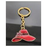 Enameled red hat key chain