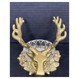 Vintage brass & glass stag ashtray