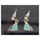 Pair of vintage inlayed COP earrings