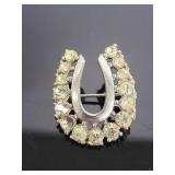 Horseshoe rhinestone brooch
