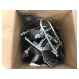 Box of assorted brackets and other supplies