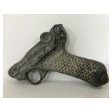 Metal molded handgun sculpture