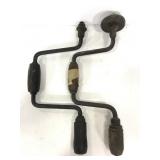 Two vintage hand auger drills