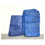 Two blue polyester tarps
