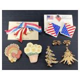 Vintage holiday brooch & earring collection