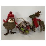 Christmas bird, reindeer & pinecone mistletoe