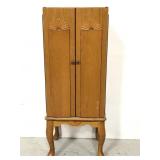 Blonde oak jewelry armoire- missing top part