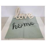 Home pillow cover & Love wood sign