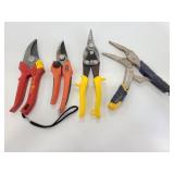 Assorted snips and vise grip