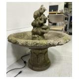 Vintage concrete frog fountain birdbath