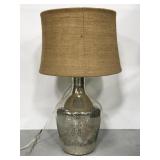 Mercury glass jar lamp w/ sand & stones 1