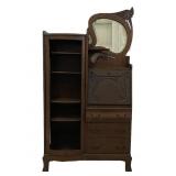 Antique wood side-by-side secretary bookcase