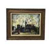 Original signed painting in vintage wood frame