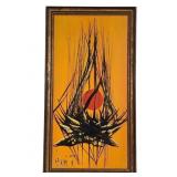 Vintage signed abstract oil painting framed