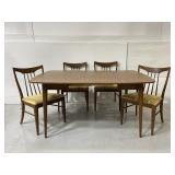 MCM drop-leaf wood dining table & chairs