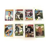 Sheet of eight assorted football cards