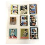 Sheet of nine assorted baseball cards