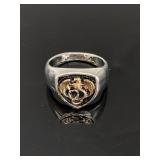 Dragon shield gold and silver toned ring