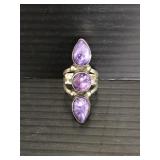 Marbled purple stone sterling silver ring