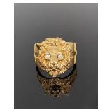 Gold toned lion ring with gem eyes