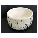 Vintage green & white pottery bowl