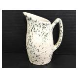 Vintage green & white pottery pitcher