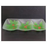 Holly & Berries Block Crystal 3 section tray
