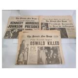Kenedy Assassination newspaper trio