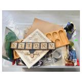 Bin of home goods, and knick knacks