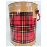 Red plaid tin with handle
