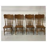 Antique wooden pressed back dining chair set
