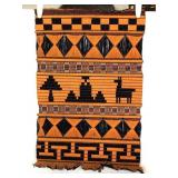 Black and orange string small tapestry