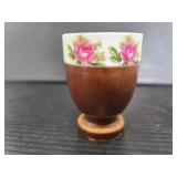 Wood and porcelain egg cup