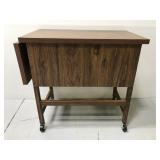 Vintage faux wood grain rolling typewriter table