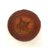 Homemade vintage glazed wood coaster